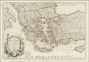 1780 kaart - Carte de la Grece Dressee sur un grand nombre de memoires anciens et nouveaux, Sur ceux de Mrs. Whele et Tournefort door Jean Claude Dezauche