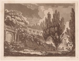 Trappen in een Italiaanse tuin, 1766 door Jean Claude Richard Saint Non