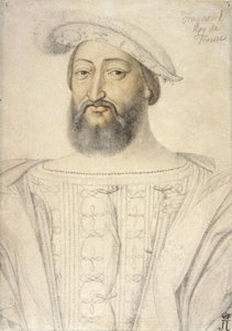 Portret van Frans I (1494-1547), Koning van Frankrijk door Clouet, Jean (ca. 1485-1541). Zwart krijt en sanguine op papier, formaat: 31,6x22,5, Eerste helft van de 16e eeuw, Staats Hermitage, St. Petersburg