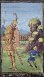 David en Goliath, uit een getijdenboek, c.1470