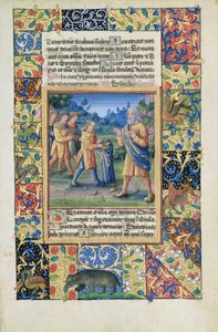 De broers van Jozef tonen hun vader bewijs dat Jozef dood is, uit het Getijdenboek van Lodewijk van Orléans, 1490 door Jean Colombe