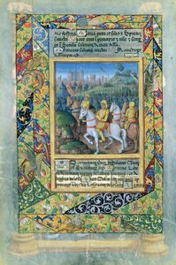 Het leger van de Israëlieten, uit het Getijdenboek van Lodewijk van Orléans, 1490