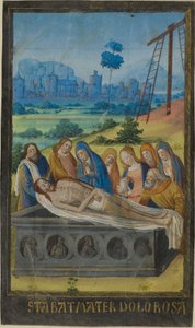 De graflegging (Stabat Mater gebed), uit een Getijdenboek door Jean Colombe