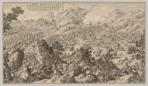 Slag bij Aerchuer: uit Slagscènes van het Neerslaan van Opstanden door Jean Damascene Sallusti