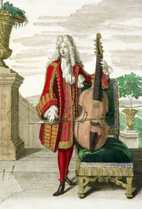 Heer die de Cello speelt, gepubliceerd ca. 1688-90 door Jean Dieu de Saint Jean