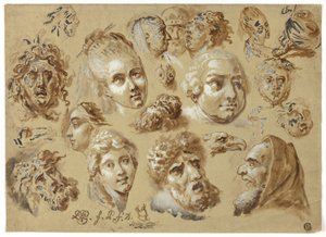 Schetsen van hoofden door Jean Démosthène Dugourc