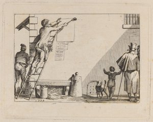 Straatscène door Jean Duplessis Bertaux