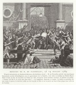 De moord op Jacques de Flesselles, Franse Revolutie, 14 juli 1789 door Jean Duplessis Bertaux