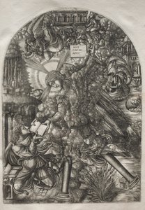 De Apocalyps: De engel geeft St. Jan het boek om te eten door Jean Duvet
