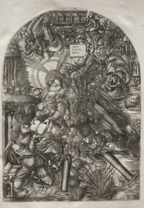 De Apocalyps: De engel geeft St. Jan het boek om te eten door Jean Duvet