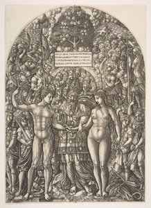 Het huwelijk van Adam en Eva, uit De Apocalyps, ca. 1540-55 door Jean Duvet