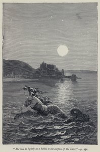 "Ze steeg zo licht als een bel naar het wateroppervlak" (gravure) door Jean Edouard Dargent