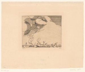 Landschap met rookpluimen door Jean Emile Laboureur (signed by artist)