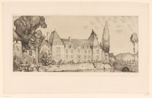 Zicht op een kasteel aan het water