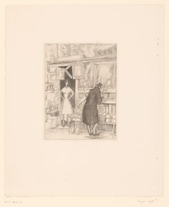 Snuisterende klant bij een antiekwinkel door Jean Emile Laboureur