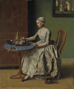 Een Nederlands meisje bij het ontbijt, ca. 1756