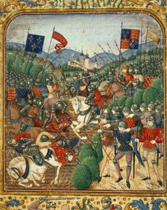 Slag bij Azincourt (1415) (Grandes Chroniques de France door Jean Fouquet, ca. 1467-1476)