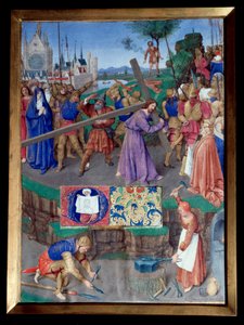 Portage de croix. Miniatuur uit Het Getijdenboek van Etienne Chevalier door Jean Fouquet (1420-1477/1481) door Jean Fouquet