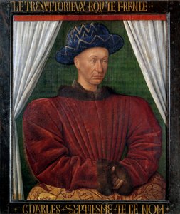 Portret van Karel VII, koning van Frankrijk door Jean Fouquet