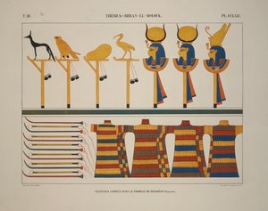 Wapens en Tekens, Thebe, Biban-el-Molouk, illustratie uit "Monumenten van Egypte en Nubië, 1845" door Jean Francois Champollion