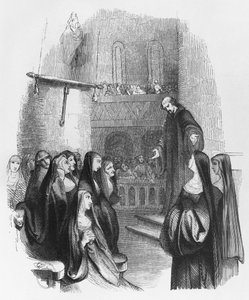 Abelard preekt in Paraclete, illustratie uit 