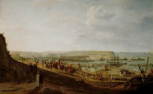 Napoleon I (1769-1821) bezoekt het kamp in Boulogne in juli 1804, 1806 door Jean Francois Hue