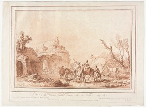 Voor de Wal van een Dorp door Jean Francois Janinet
