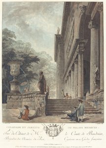 Colonade en tuinen van het Medici-paleis, ca. 1776 door Jean Francois Janinet