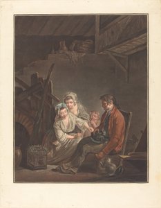De Gevangen Vogel door Jean Francois Janinet
