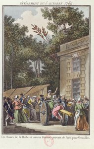 De vrouwen van Les Halles marcheren naar Versailles, 5 oktober 1789 door Jean Francois Janinet