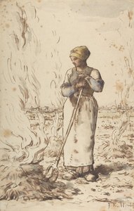 Een Vrouw die Onkruid Verbrandt, 1830-75