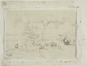 Ganzen op een Boerderij door Jean Francois Millet