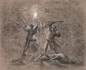 Vogels jagen bij fakkellicht door Jean Francois Millet