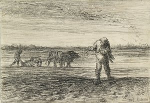 Man aan het ploegen en een ander aan het zaaien, 1849-1852