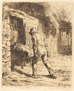Man met kruiwagen door Jean Francois Millet
