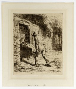 Boer met een kruiwagen door Jean Francois Millet