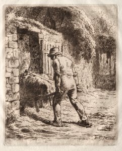 Boer met een kruiwagen door Jean Francois Millet