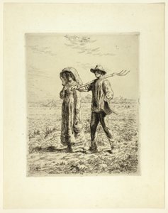 Boeren gaan aan het werk door Jean Francois Millet
