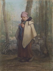 De Breiende Herderin door Jean Francois Millet
