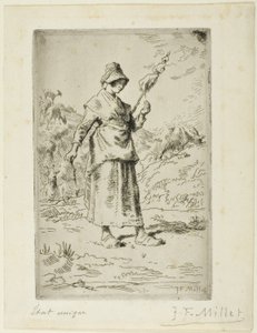 De spinner door Jean Francois Millet