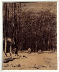 De ingang van het Barbizon-bos, sneeuweffect