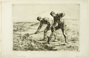 Twee Mannen die Graven door Jean Francois Millet