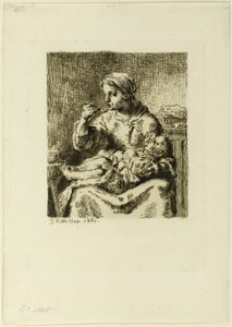 Vrouw die haar kind voedt door Jean Francois Millet