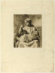 Vrouw die haar kind voedt door Jean Francois Millet