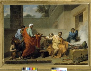 Oud Rome: Manius Curius Dentatus weigert de geschenken van de Samnieten door Jean François Pierre Peyron