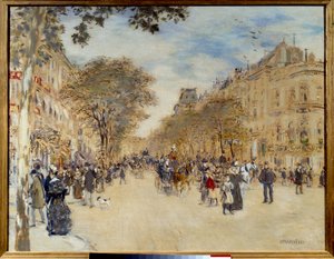 Belle époque: Zicht op het Paviljoen van Hannover en de Boulevard des Italians in Parijs