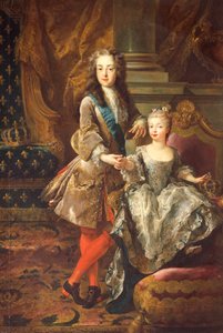 Portret van Lodewijk XV van Frankrijk met Mariana Victoria van Spanje