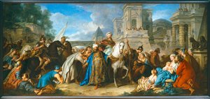 De triomf van Mordechai ... door Jean François de Troy