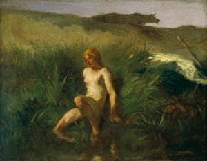 Frans:  La Baigneuse De Baadster door Jean Francois Millet