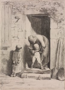 Moederlijke bezorgdheid door Jean Francois Millet